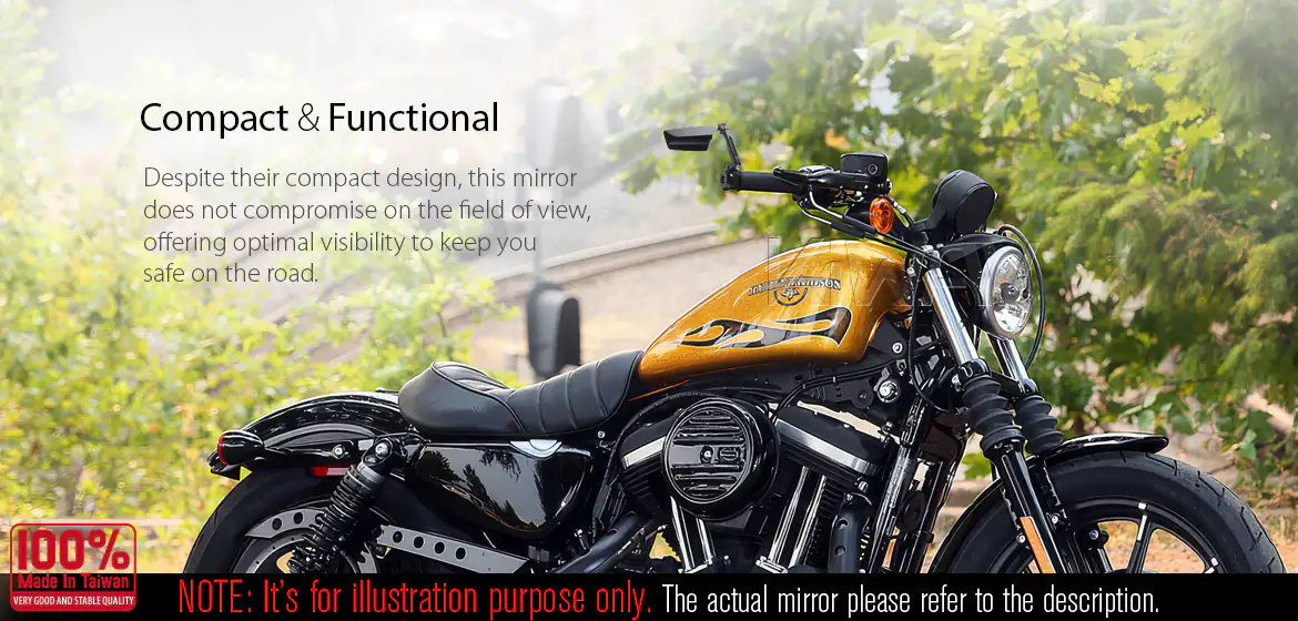 KiWAV motorcycle bar end mirrors Leap a pair compatible for Harley Sportster Dyna Softail XG street
