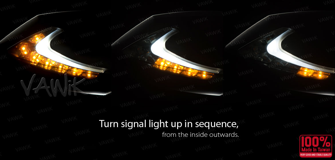 VAWiK motorcycle Two-tone LED with sequential effect mirrors Lucifer black for BMW Magazi