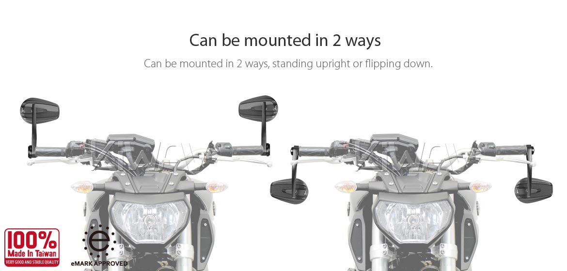 KiWAV glossy carbon fiber bar end mirrors Mamba compatible for BMW motorcycles