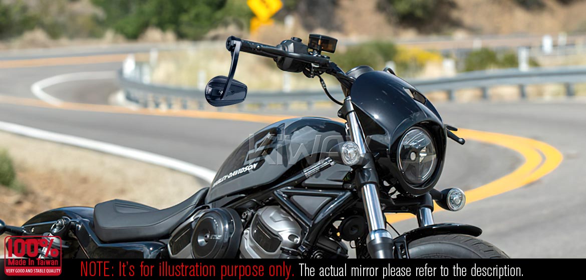 KiWAV bar end mirrors Mamba glossy carbon fiber for M8 mirror threaded handlebars motorcycles