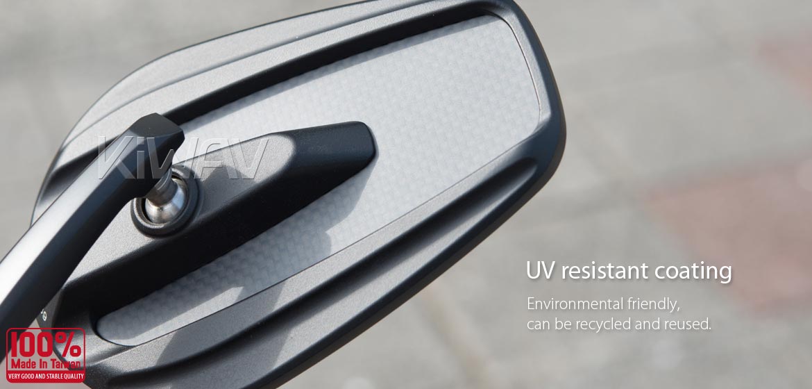 KiWAV matte carbon fiber bar end mirrors Mamba for 1inch & 1-1/4inch hollow end handlebars motorcycles