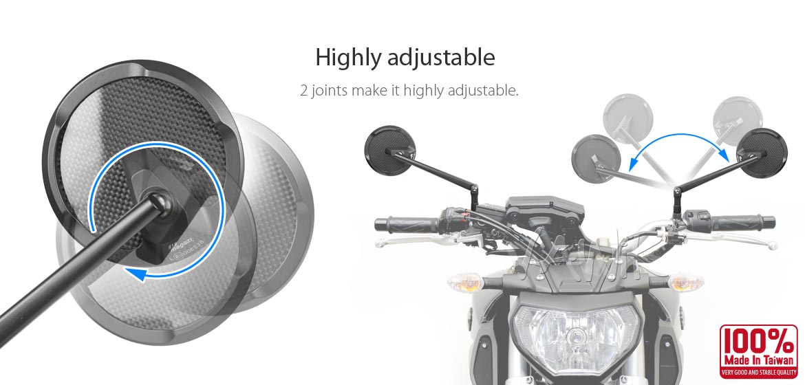 True carbon fiber mirrors VAWiK motorcycle mirrors Mamba Round black universal fit for 10mm mirror thread and Harley Davidson