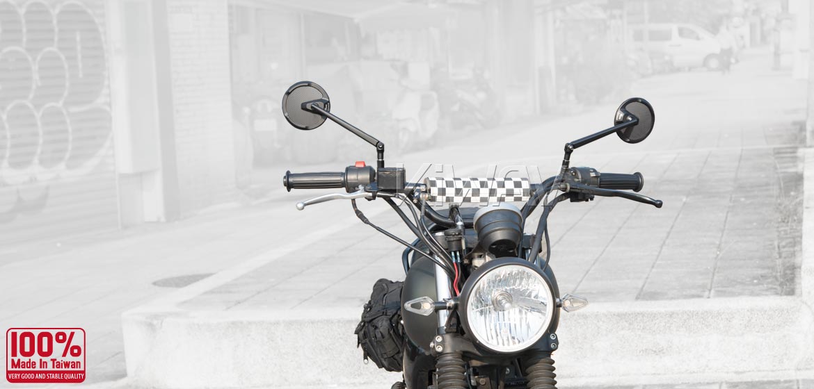 True carbon fiber KiWAV motorcycle mirrors Mamba Round black universal fit for 10mm mirror thread and Harley Davidson