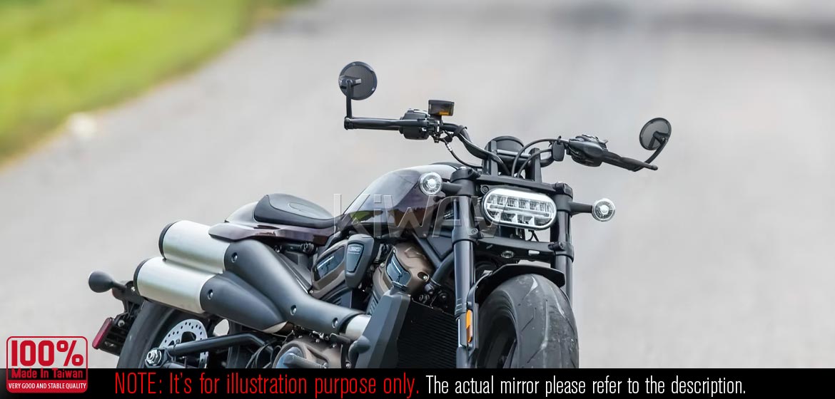 KiWAV bar end mirrors Mamba Round glossy carbon fiber for M8 mirror threaded handlebars motorcycles