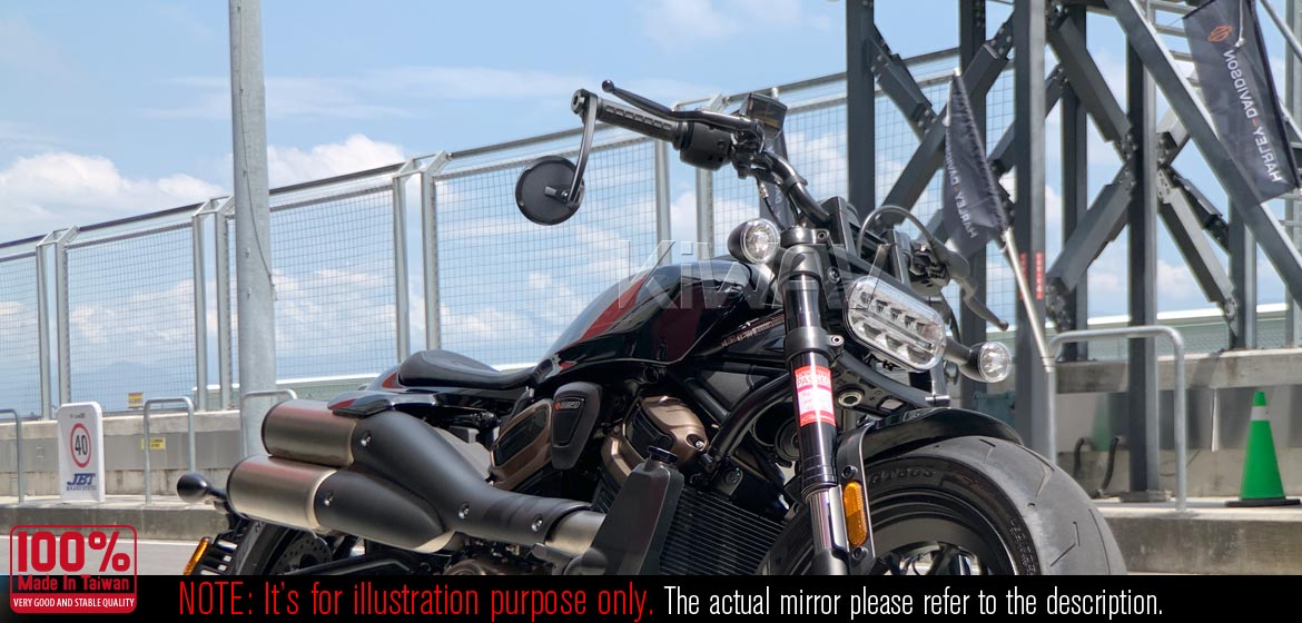 KiWAV bar end mirrors Mamba Round matte carbon fiber for M8 mirror threaded handlebars motorcycles