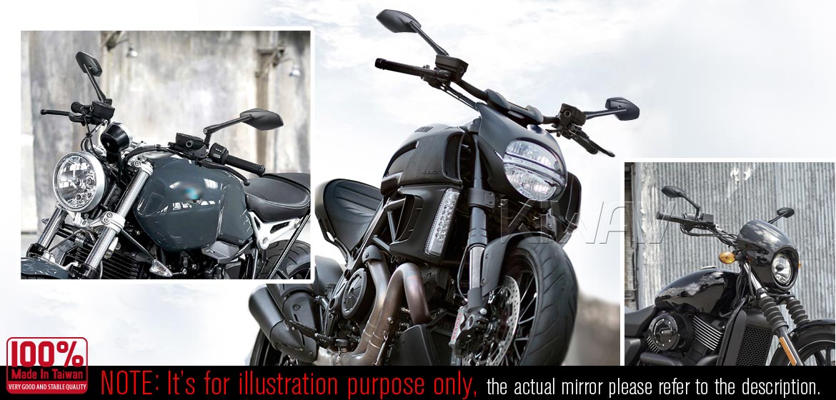 KiWAV Medusa black motorcycle mirrors fit scooter