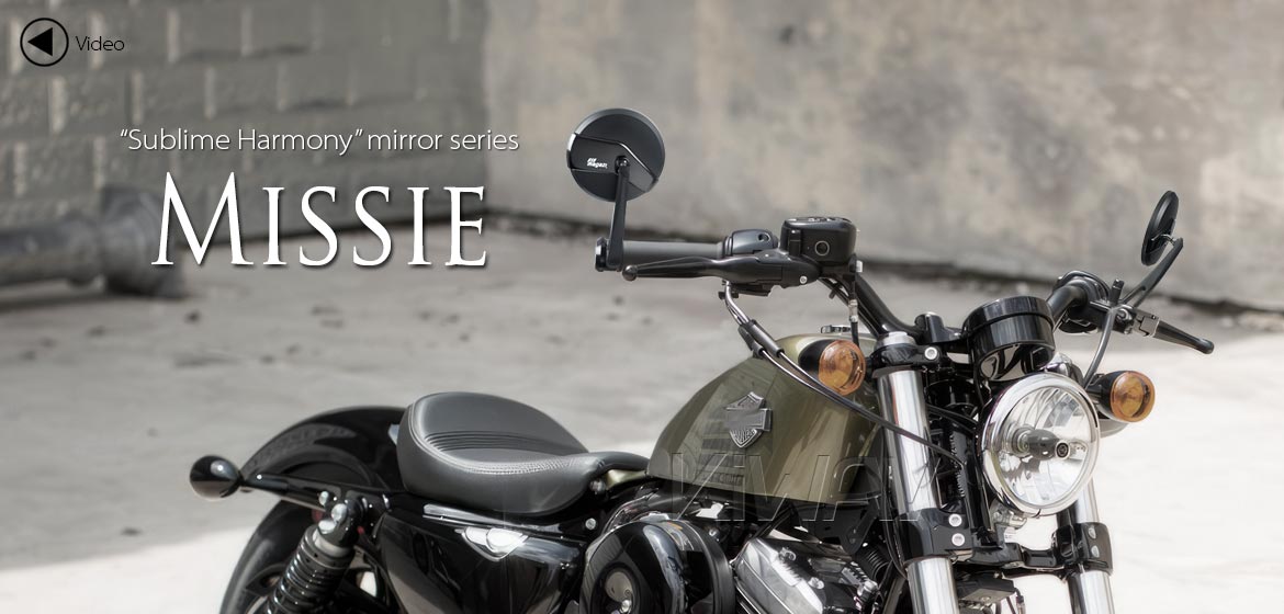 KiWAV motorcycle bar end mirrors Missie black compatible for Harley Sportster Dyna Softail XG street