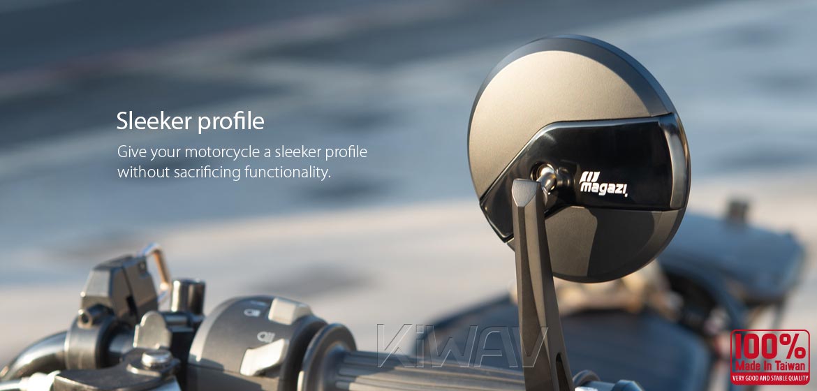 KiWAV motorcycle bar end mirrors Missie black compatible for Harley Sportster Dyna Softail XG street