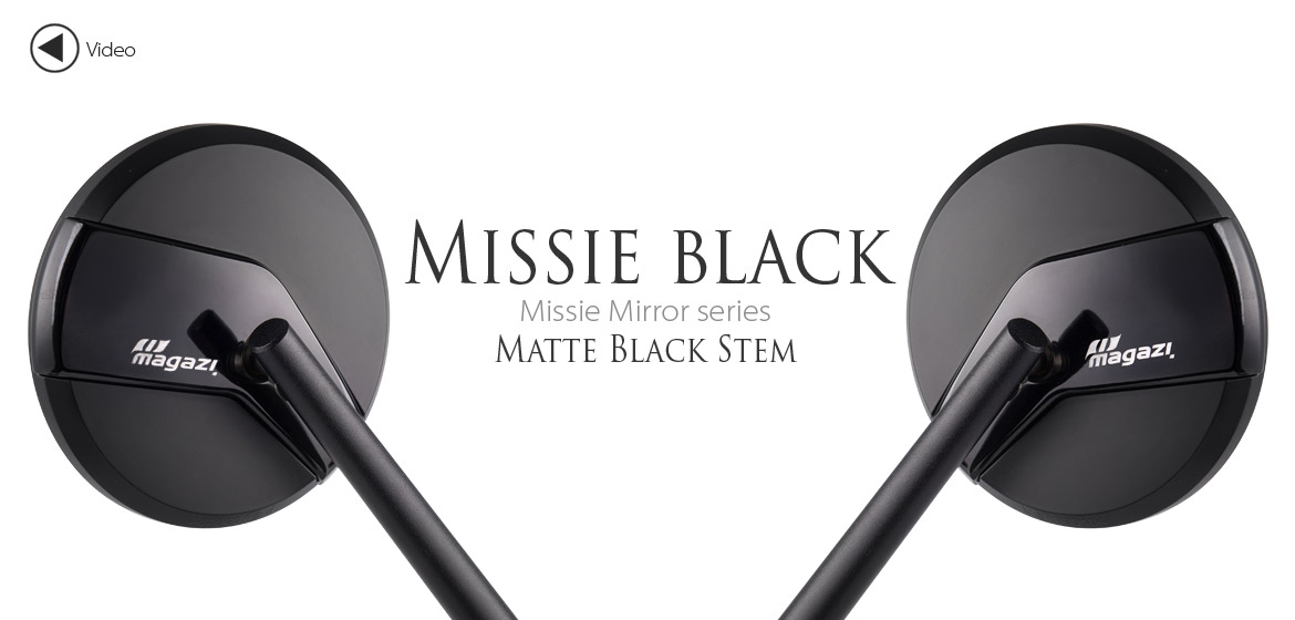 Magazi Missie black matte stem mirrors a pair for scooter motorcycle, golf cart