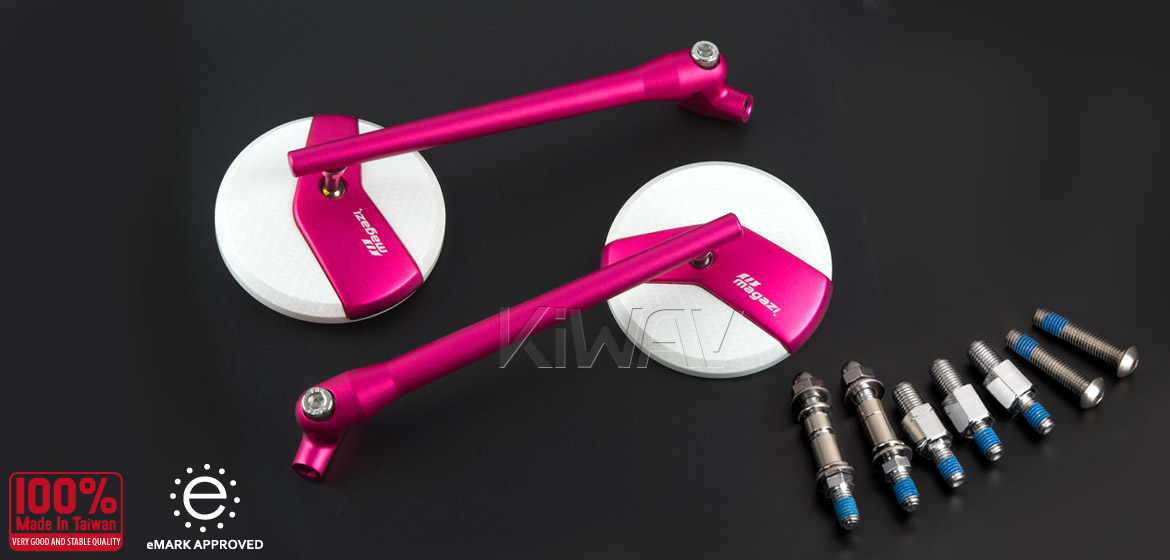 Magazi Missie pink matte stem 10mm mirrors a pair for motorcycle, golf cart
