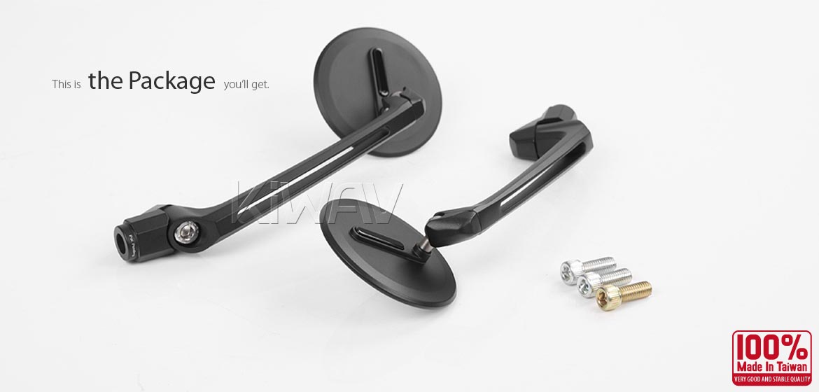 Thinnest motorcycle mirrors KiWAV motorcycle mirrors Ojo black universal fit for 8mm mirror thread