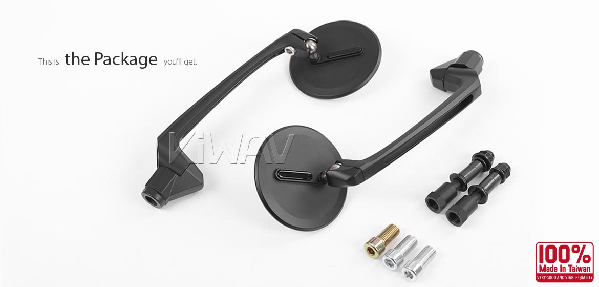 Thinnest motorcycle mirrors KiWAV motorcycle mirrors Ojo black compatible for most Harley Davidson