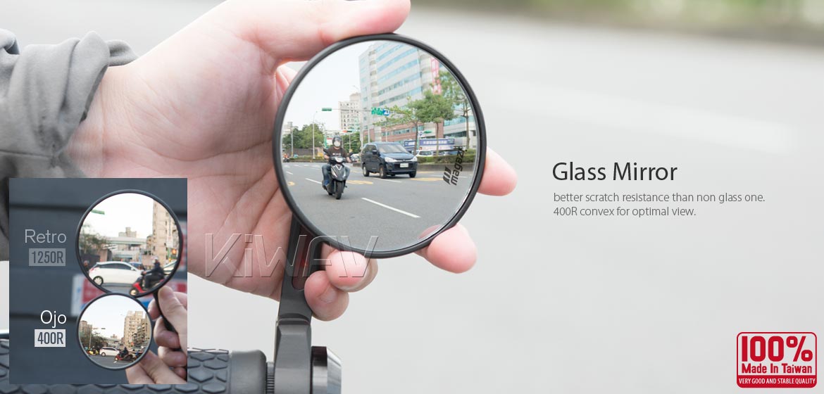 The thinnest motorcycle mirrors KiWAV motorcycle bar end mirrors Ojo heavy weightblack compatible for M6 threaded handlebars