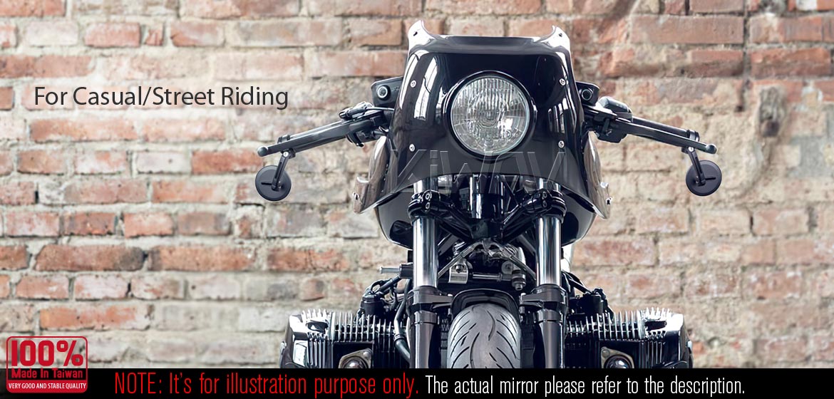 KiWAV motorcycle bar end mirrors Ojo black compatible for Harley Sportster Dyna Softail XG street