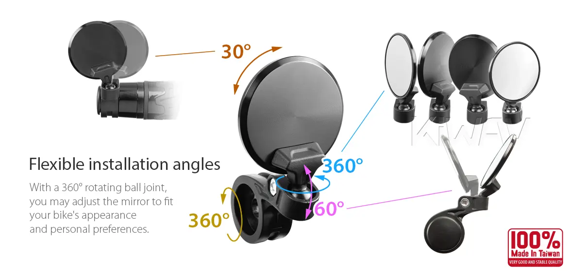 KiWAV motorcycle bar end mirrors Orbix black a pair compatible for Harley Sportster S Nightster 2021-