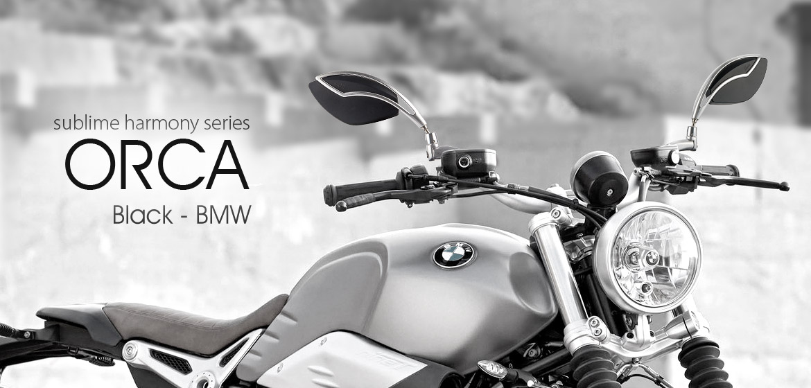 KiWAV motorcycle mirrors Orca silver & black 10mm universal Magazi