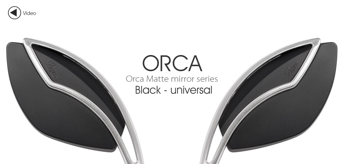 KiWAV motorcycle mirrors Orca silver & black 10mm universal Magazi