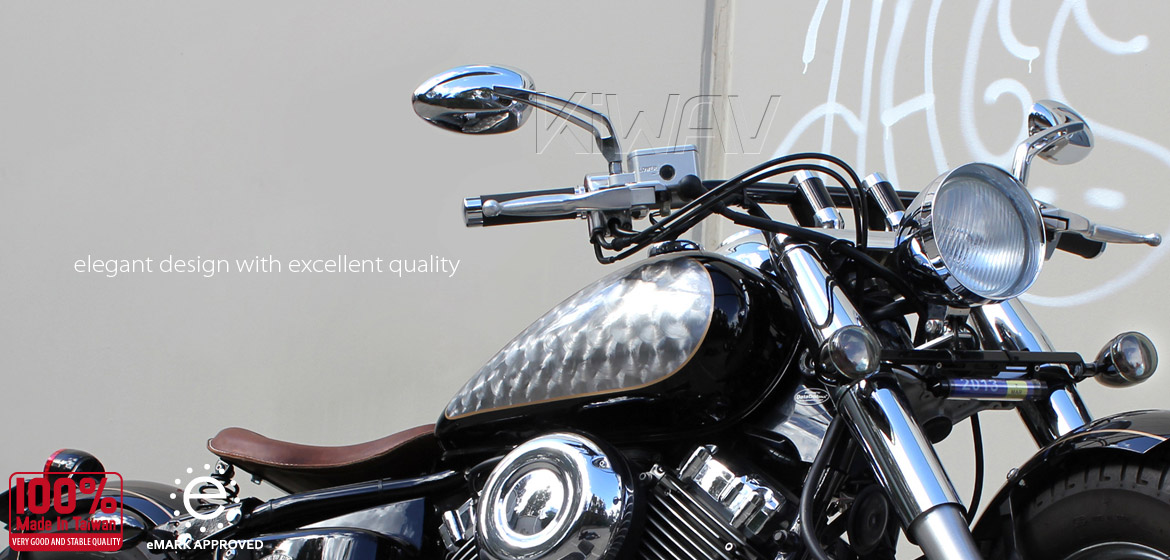 KiWAV Oval chrome motorcycle mirrors universal fit Magazi