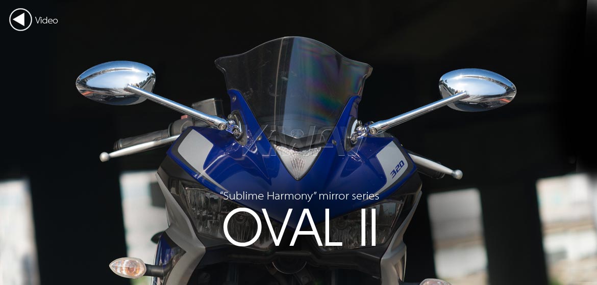 KiWAV motorcycle mirrors OvalII chrome fairing mount w/ new ver. mat adapter