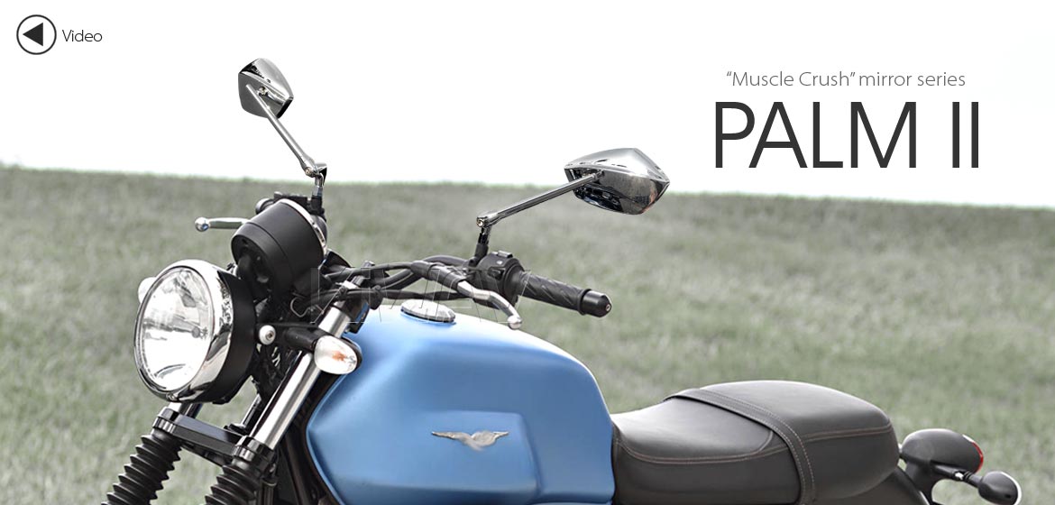 KiWAV motorcycle mirrors PalmII chrome 10mm, Harley, Magazi