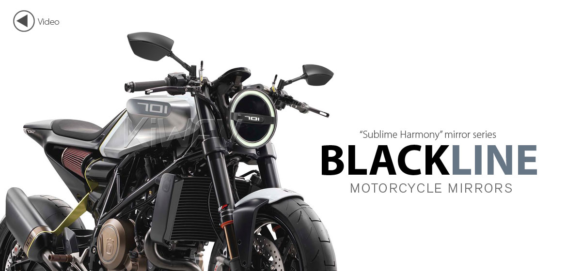 KiWAV Blackline motorcycle mirrors universal fit 10mm Magazi