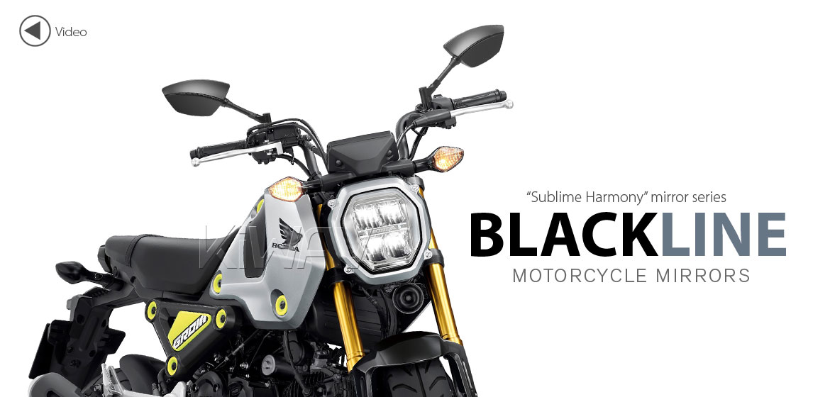 KiWAV Blackline motorcycle mirrors universal fit 8mm Magazi