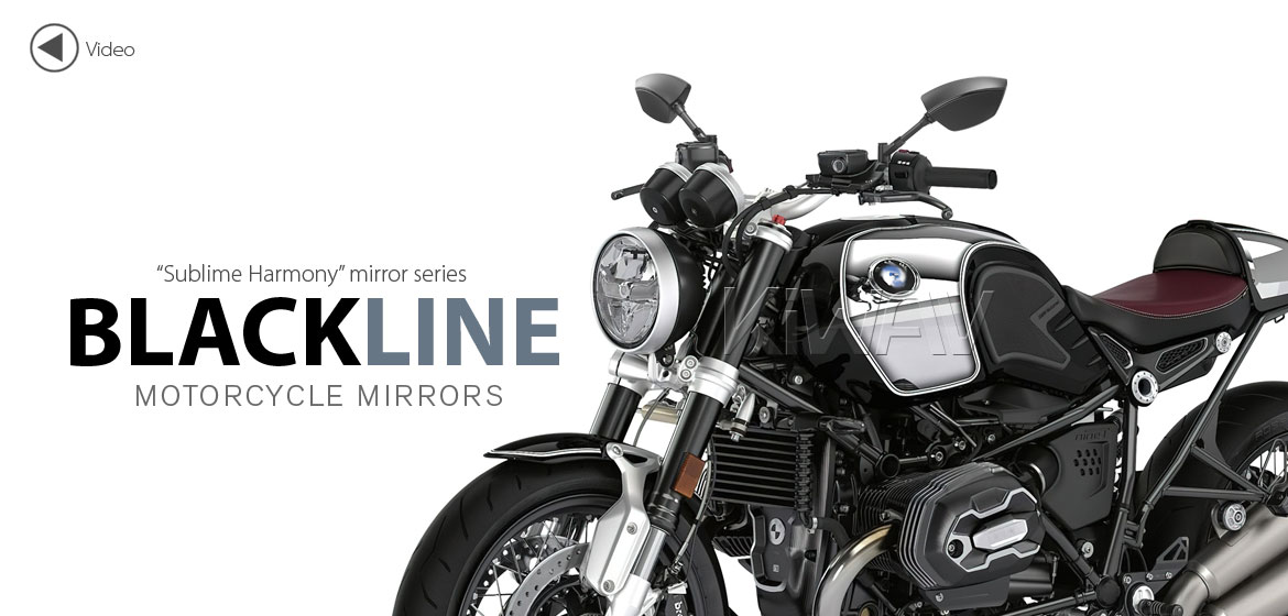 KiWAV Blackline motorcycle mirrors compatible with BMW Magazi