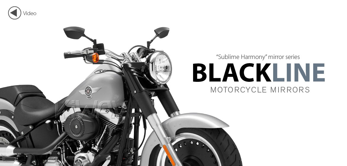 KiWAV Blackline motorcycle mirrors compatible with Harley Davidson