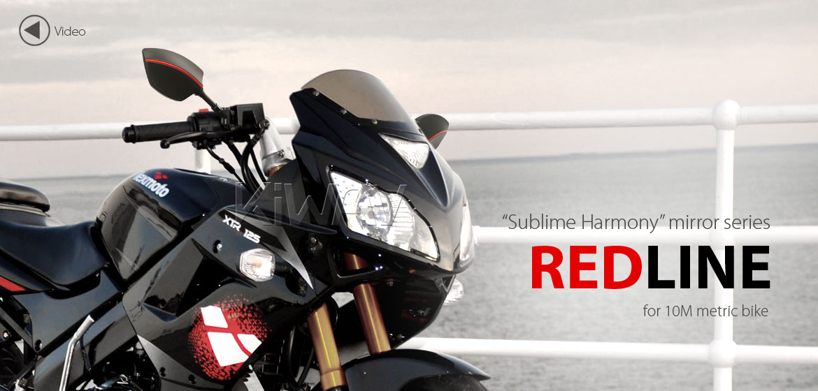 KiWAV Redline motorcycle mirrors for scooter 8mm Magazi