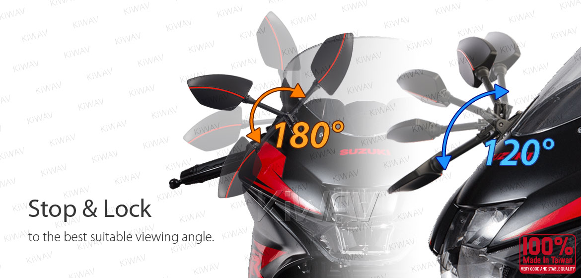 KiWAV Redline fairing mount rearview mirrors for sportsbike motorcycle Magazi