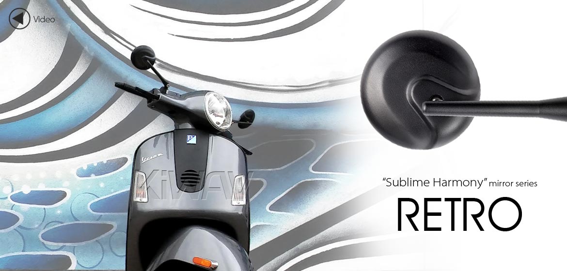 KiWAV Magazi Retro motorcycle mirrors aluminum scooter black