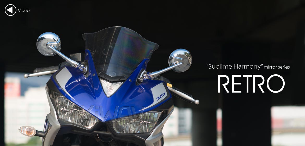 KiWAV Retro motorcycle mirrors aluminum chrome fairing mount motorcycle mirrors w/ chrome adapter compatible for Ducati Panigale