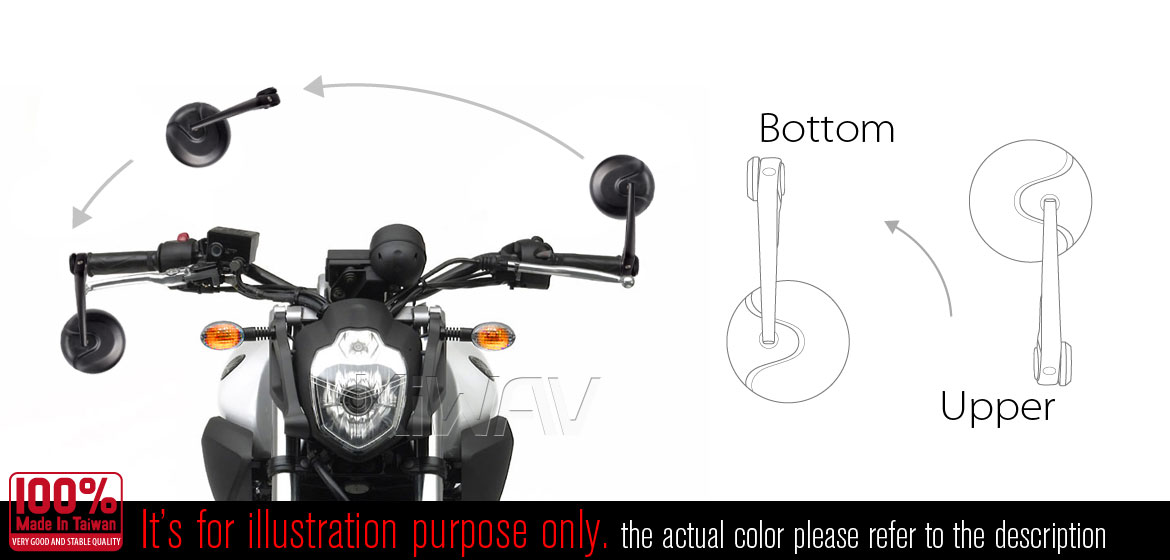 KiWAV RetroHB black motorcycle mirrors