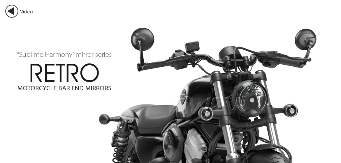 KiWAV RetroHB black motorcycle bar end mirrors compatible for Harley Sportster S Nightster 2021-