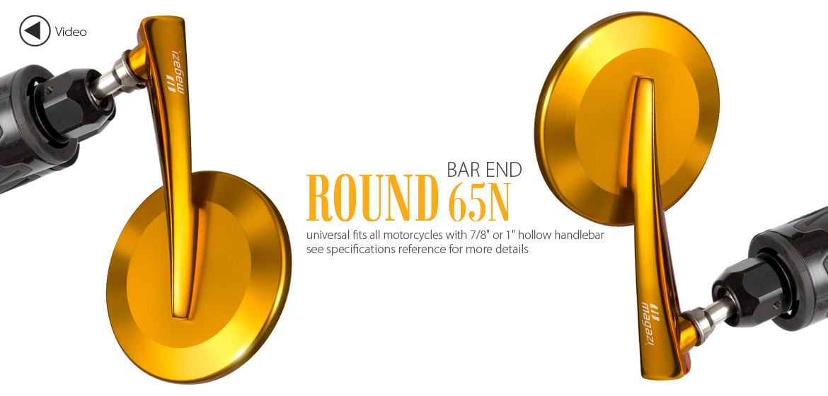 KiWAV Magazi Round 65N orange gold bar end mirrors a pair