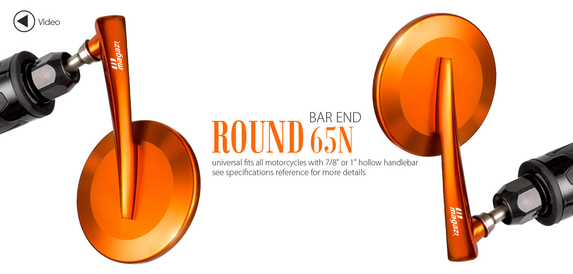 KiWAV Magazi Round 65N orange bar end mirrors a pair