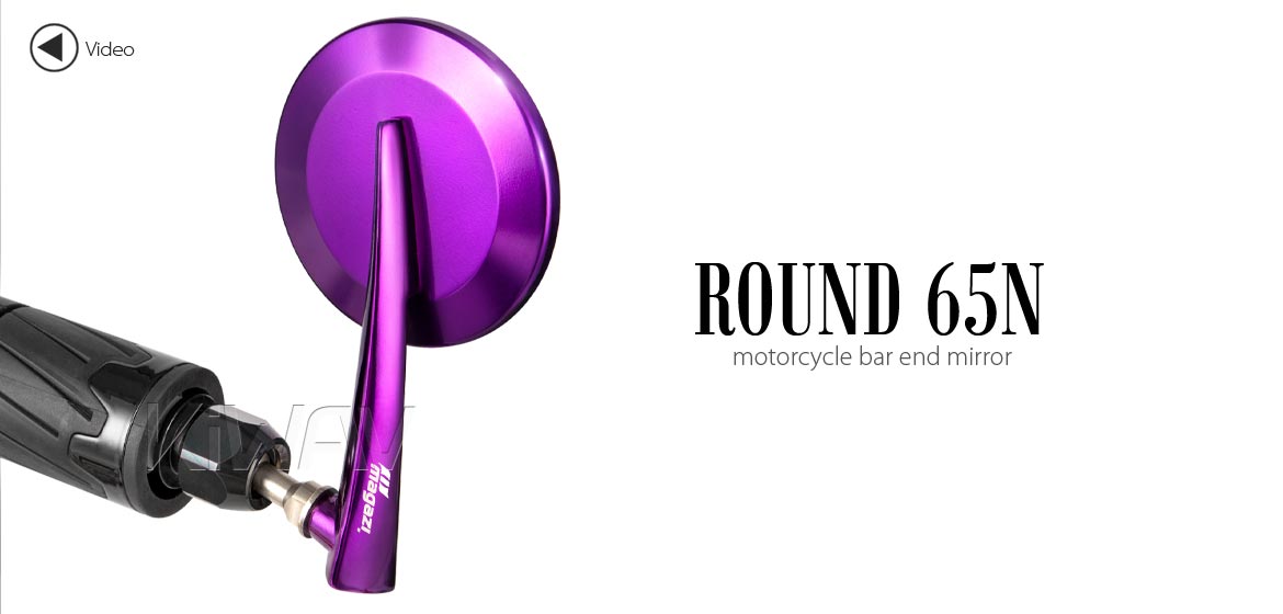 KiWAV extra convex round aluminum bar end mirror LH purple universal fit for 7/8 inch, 1 inch hollow end handlebar motorcycles