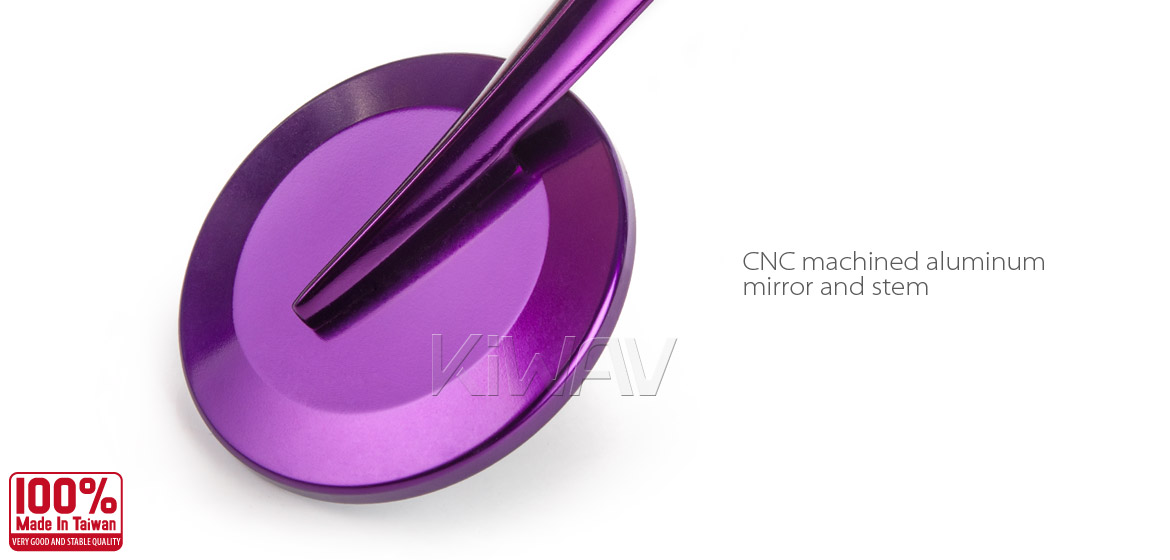 KiWAV Magazi Round 65N purple bar end mirrors right hand