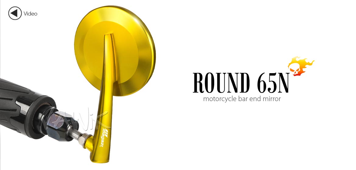 VAWiK extra convex round aluminum bar end mirror LH yellow gold compatible for BMW motorcycles
