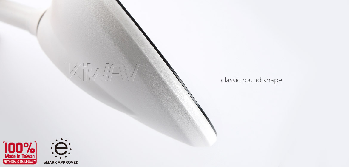 KiWAV Magazi Roundie steel motorcycle mirrors for BMW white