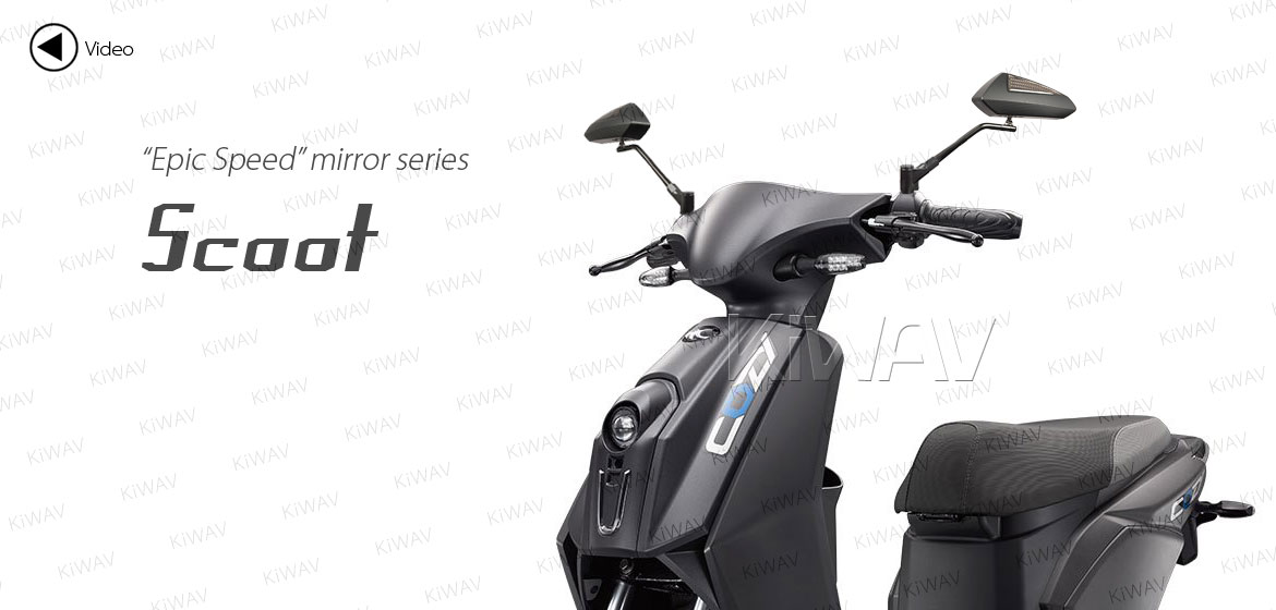 KiWAV motorcycle mirrors Scoot black for 8/10mm metric mirror thread bikes