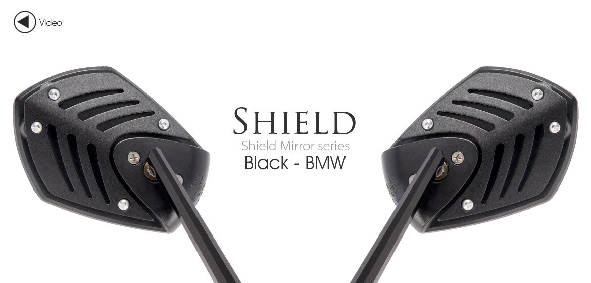 KiWAV Shield black motorcycle mirrors bmw fit Magazi