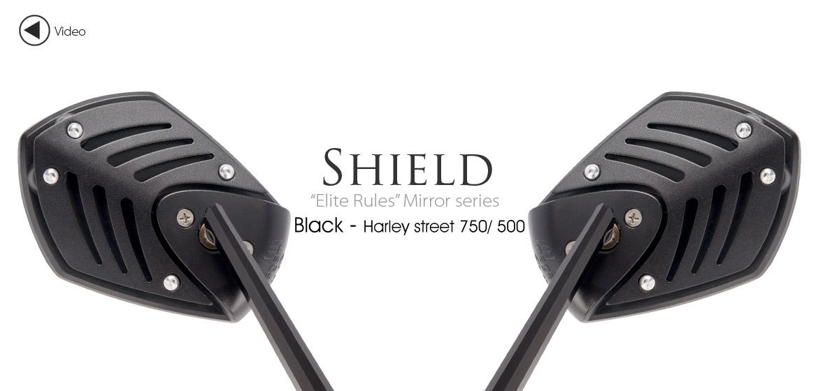 KiWAV Shield black motorcycle mirrors Magazi for Harley Street 750 500