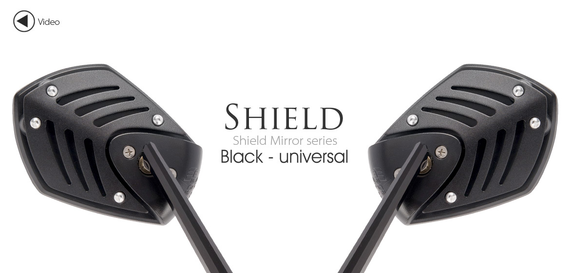 KiWAV Shield black motorcycle mirrors universal fit Magazi