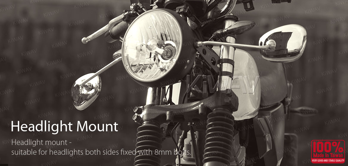 KiWAV stainless retro motorcycle mirrors Stan Square Albert style