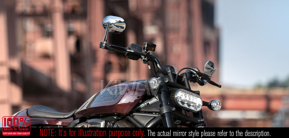 KiWAV motorcycle bar end mirrors Stark chrome heavy weight compatible for Honda specific mini motorcycles