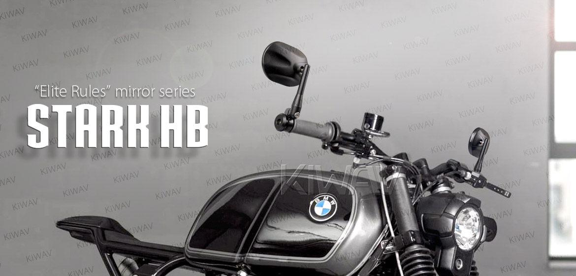 KiWAV bar end mirrors Stark black 12mm bolt for BMW motorcycle Magazi