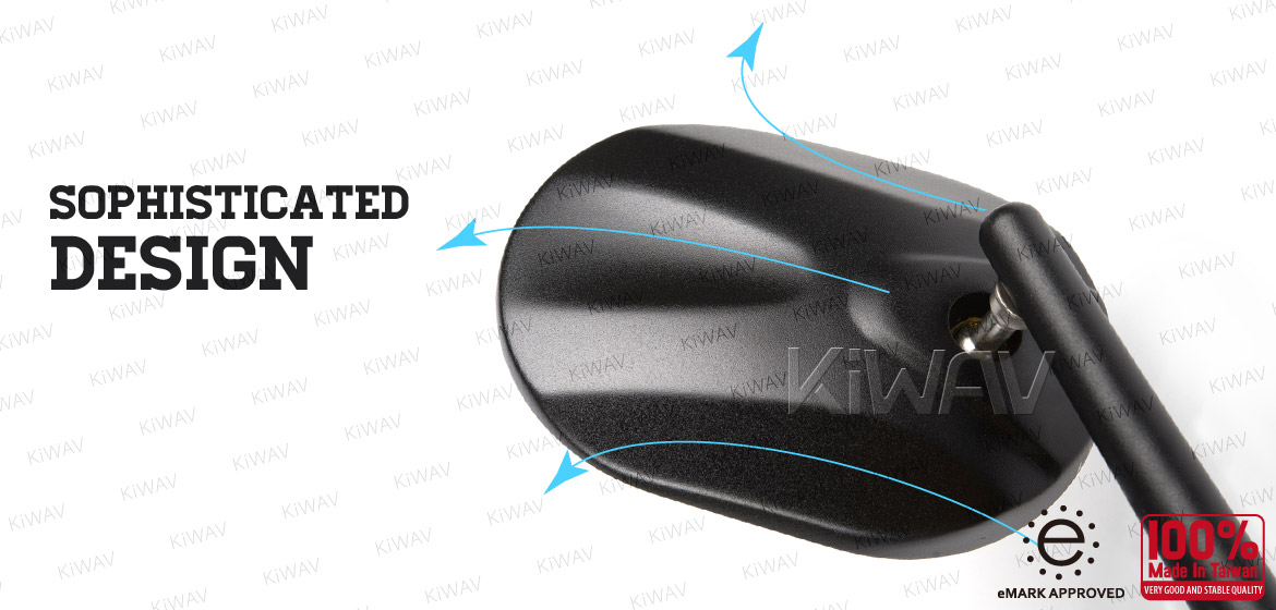 KiWAV bar end mirrors Stark black universal fit w/ 8mm threaded or hollow bar motorcycle Magazi