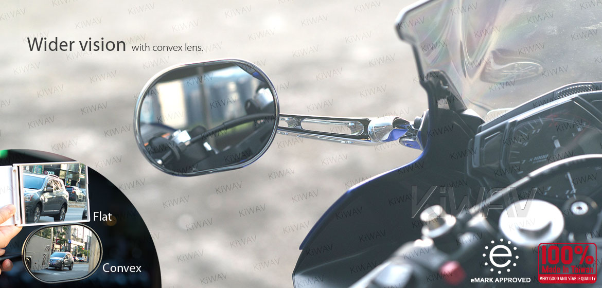 KiWAV motorcycle Stark Chrome Sportsbike Mirrors With Black Base for sportsbike