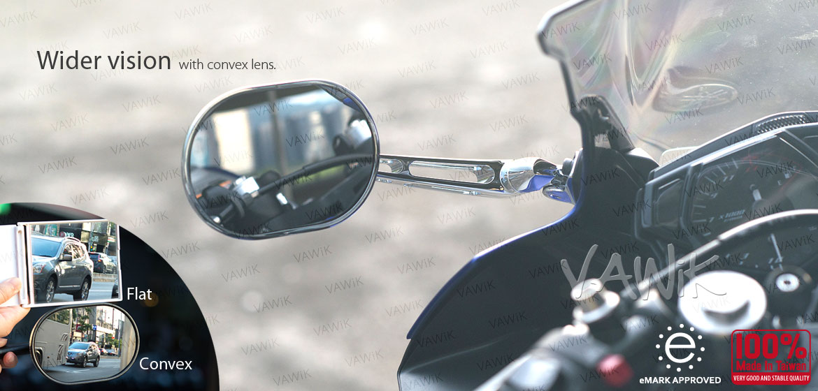 VAWiK motorcycle Stark Chrome Sportsbike Mirrors With Black Base